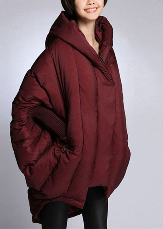 Trendy Mulberry hooded zippered Cloak Sleeves Winter Duck Down coat - Down Jackets - DYAVOR®
