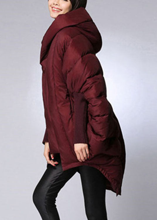 Trendy Mulberry hooded zippered Cloak Sleeves Winter Duck Down coat - Down Jackets - DYAVOR®