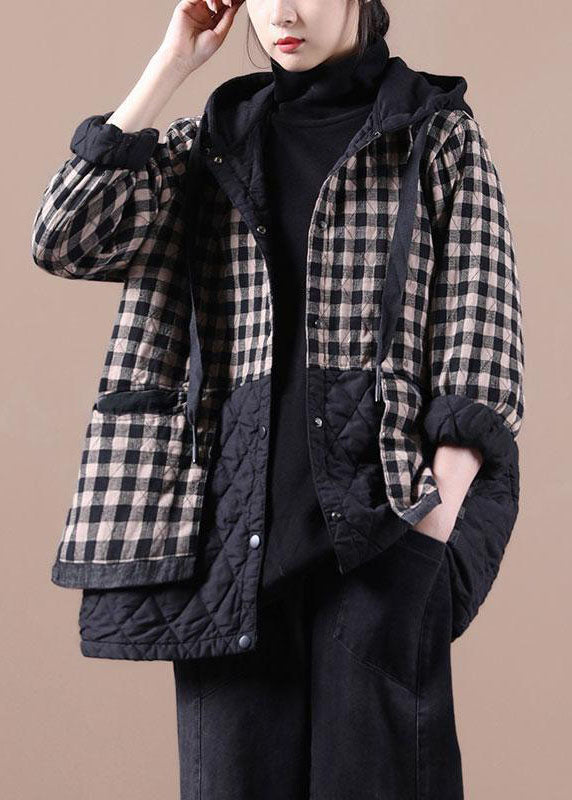 Red Plaid Patchwork Women Winter Parkas - Down Jackets - DYAVOR®