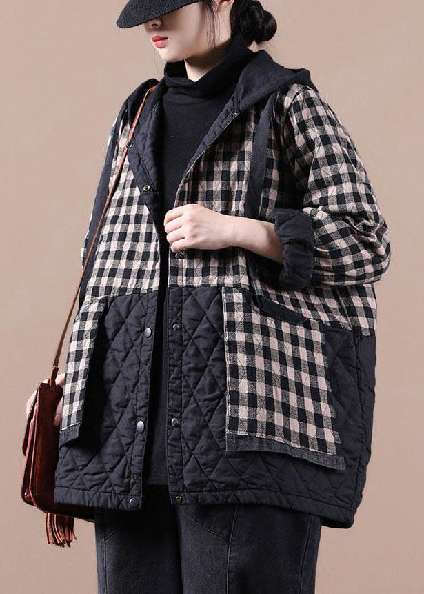 Red Plaid Patchwork Women Winter Parkas - Down Jackets - DYAVOR®
