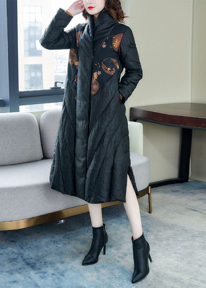 Unique Black Side Open Print Thick Fine Cotton Filled Coat Winter - Down Jackets - DYAVOR®