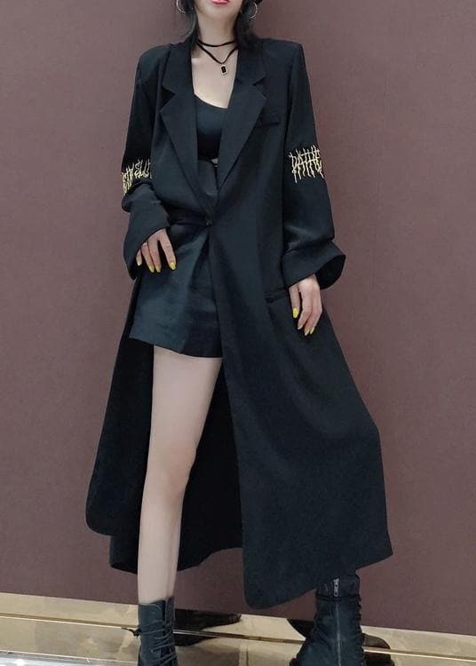 Unique Black Outfit Work Outfits Back Side Open Spring Outwear - Trench coats - DYAVOR®