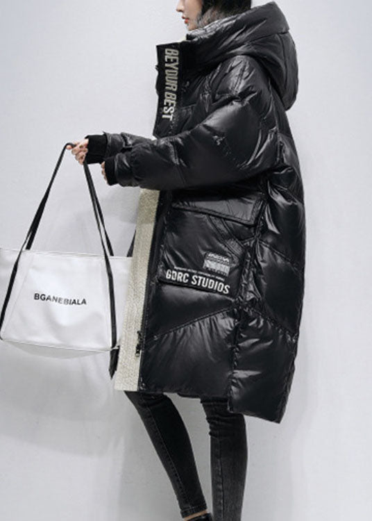 Unique Black hooded zippered low high design Winter Duck Down Coats - Down Jackets - DYAVOR®