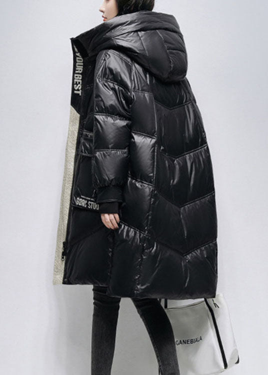 Unique Black hooded zippered low high design Winter Duck Down Coats - Down Jackets - DYAVOR®
