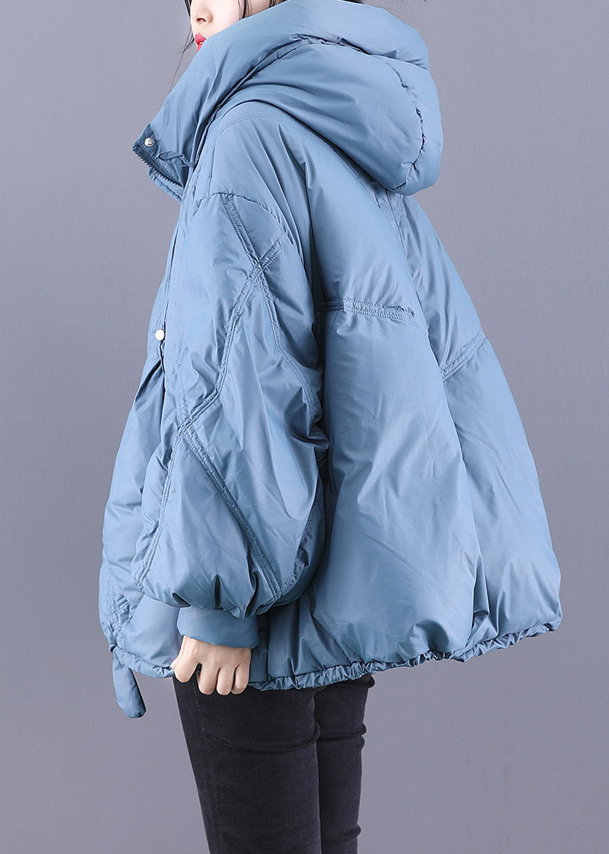 Unique Blue hooded Cloak Warm Winter Duck Down Puffers Coat - Down Jackets - DYAVOR®