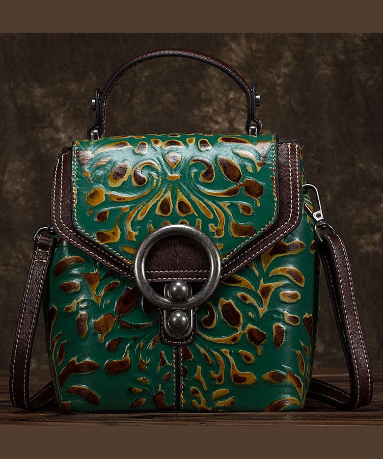 Unique Yellow Embossing Paitings Calf Leather Backpack Bag - Backpack Bag - DYAVOR®