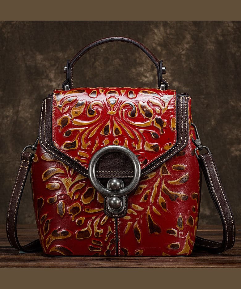 Unique Yellow Embossing Paitings Calf Leather Backpack Bag - Backpack Bag - DYAVOR®