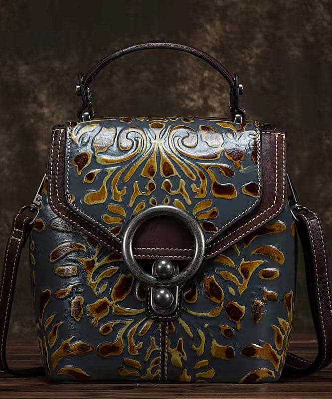 Unique Yellow Embossing Paitings Calf Leather Backpack Bag - Backpack Bag - DYAVOR®