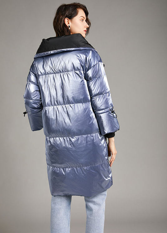 Unique silver Grey Stand Collar Pockets slim fit Winter Duck Down Coat - Down Jackets - DYAVOR®