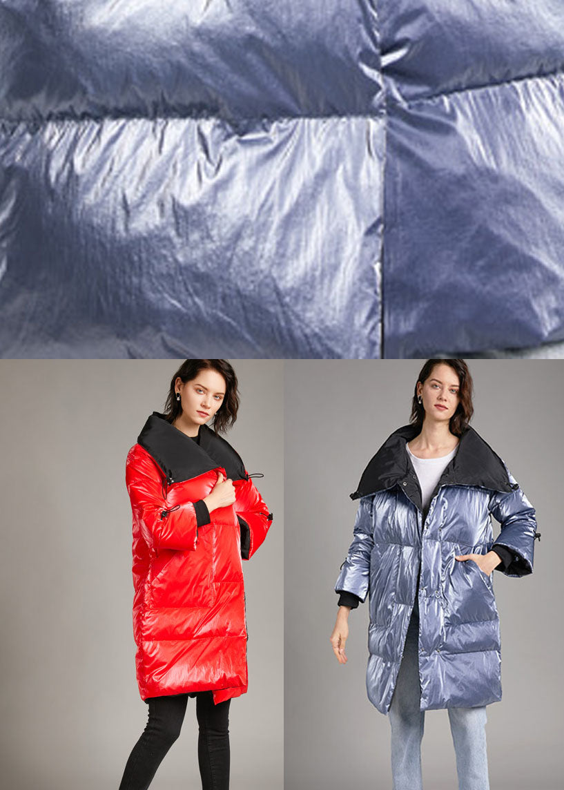 Unique silver Grey Stand Collar Pockets slim fit Winter Duck Down Coat - Down Jackets - DYAVOR®