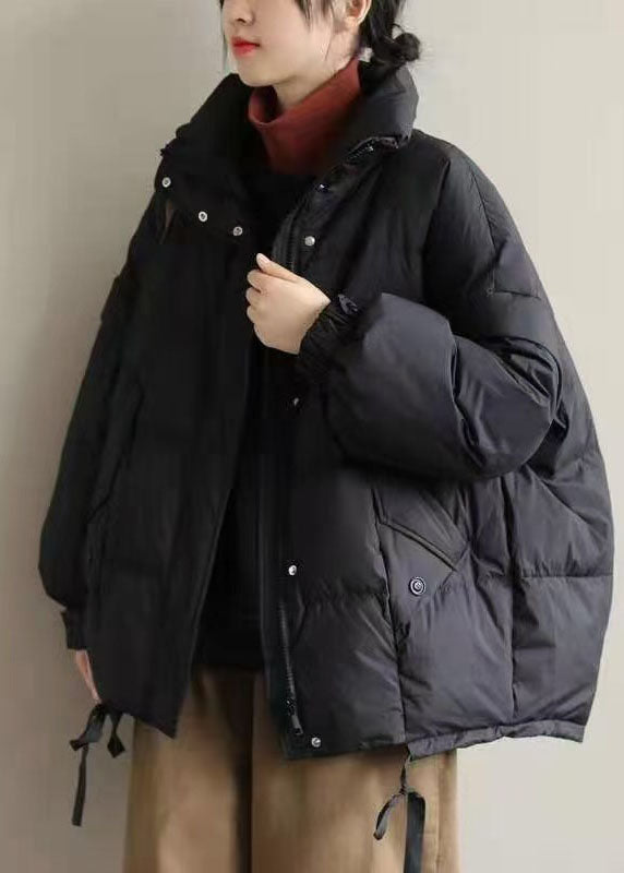 Vintage Black Cinched Duck Down Coat Winter - Down Jackets - DYAVOR®