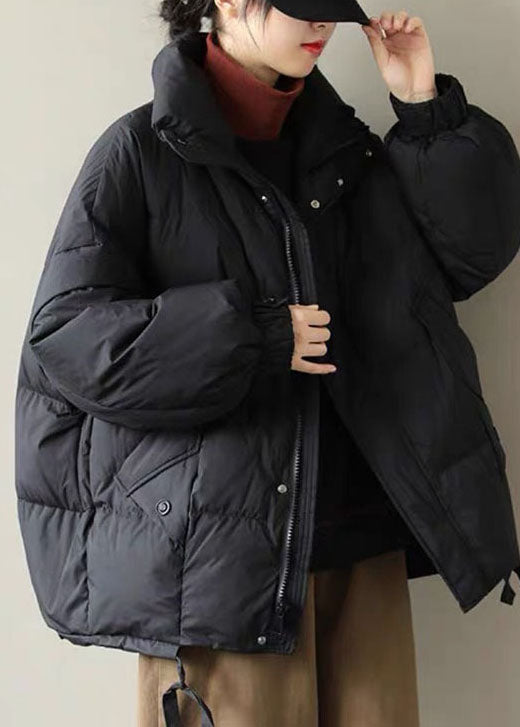Vintage Black Cinched Duck Down Coat Winter - Down Jackets - DYAVOR®