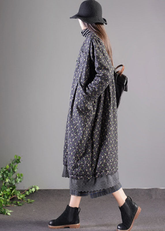Vintage Black Lace Patchwork Fine Cotton Filled Witner Coats Lengthen - Down Jackets - DYAVOR®