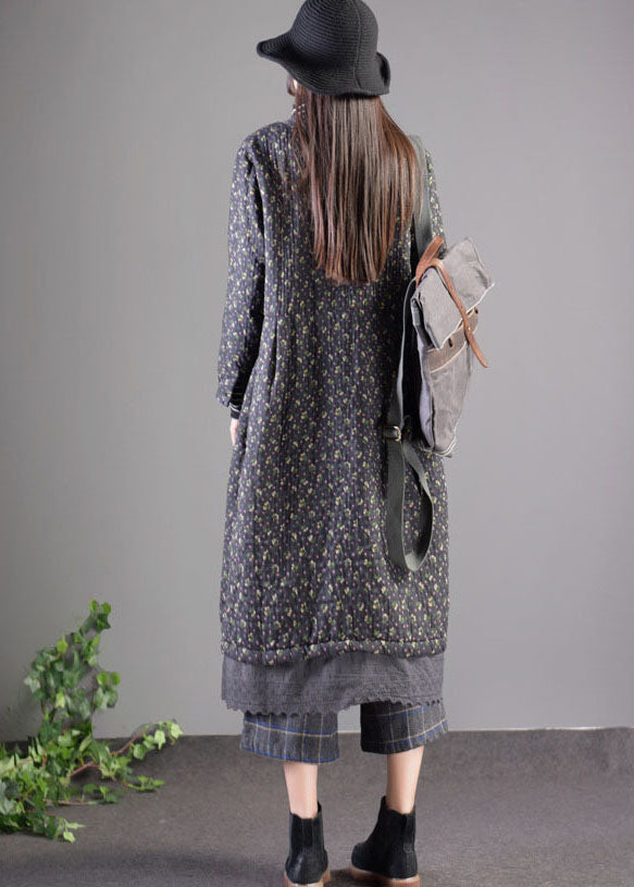 Vintage Black Lace Patchwork Fine Cotton Filled Witner Coats Lengthen - Down Jackets - DYAVOR®