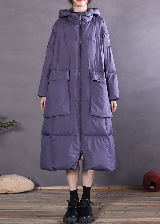 Vintage Purple Hooded Casual Duck Down coat Winter - Down Jackets - DYAVOR®