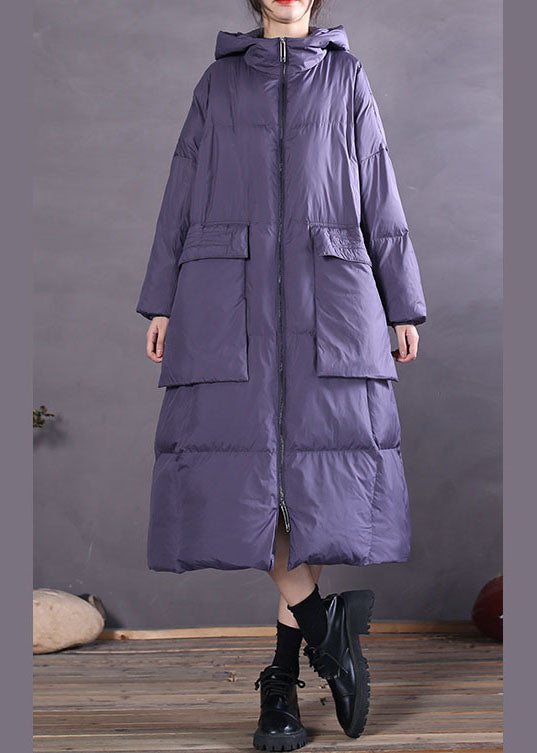 Vintage Purple Hooded Casual Duck Down coat Winter - Down Jackets - DYAVOR®