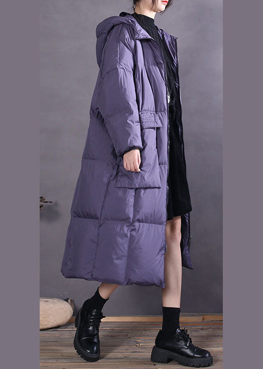 Vintage Purple Hooded Casual Duck Down coat Winter - Down Jackets - DYAVOR®