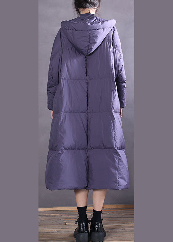 Vintage Purple Hooded Casual Duck Down coat Winter - Down Jackets - DYAVOR®
