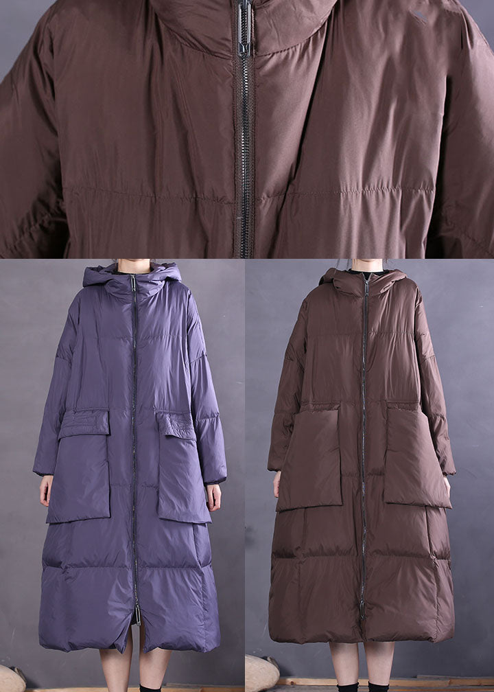 Vintage Purple Hooded Casual Duck Down coat Winter - Down Jackets - DYAVOR®