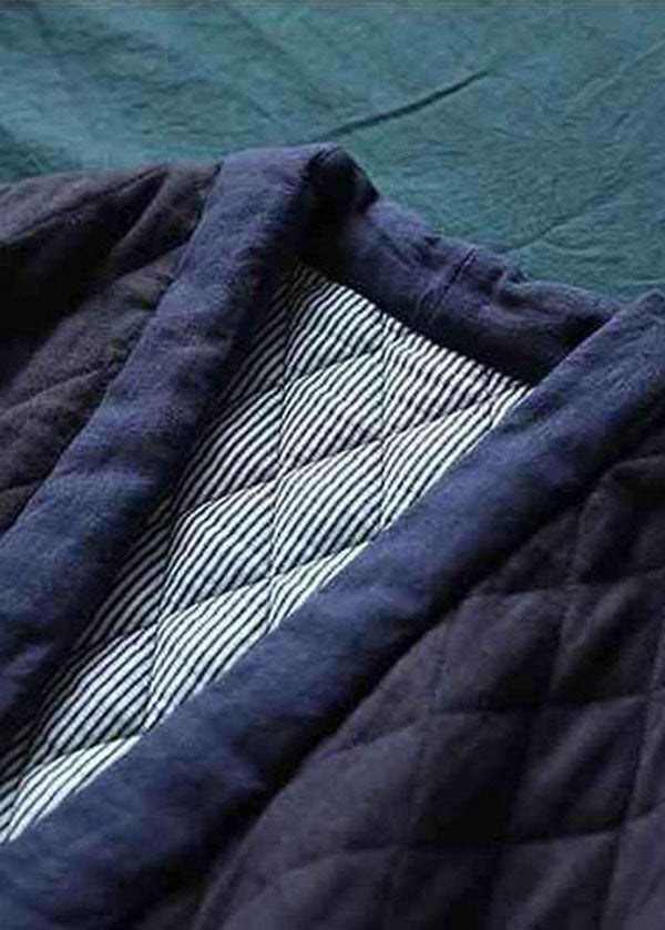 Vintage Purple V Neck Patchwork Print Fine Cotton Filled Parkas Winter - Down Jackets - DYAVOR®