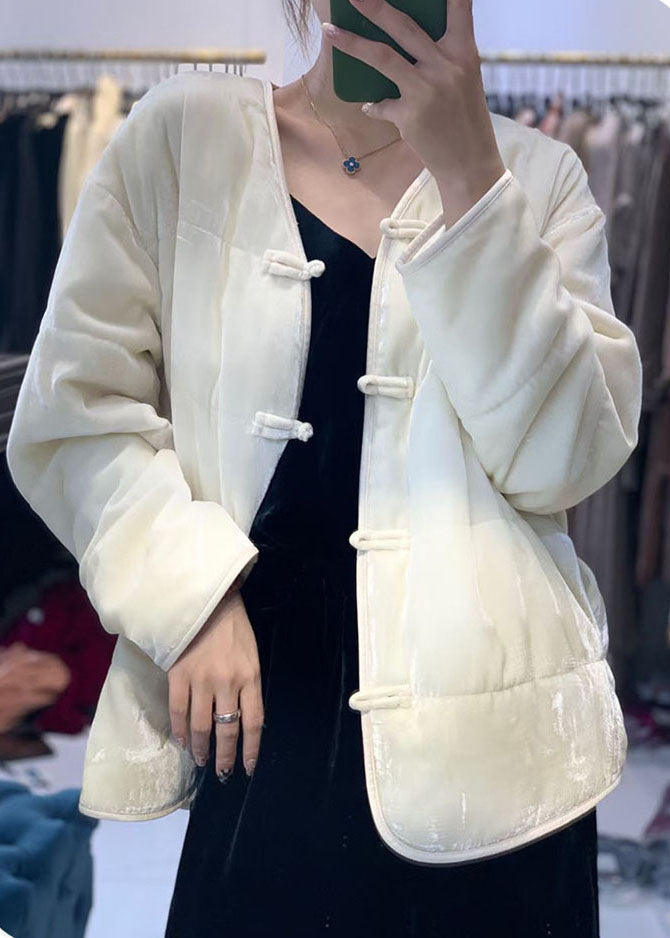Vintage Yellow button V Neck Fine Cotton Filled coats Winter - Down Jackets - DYAVOR®