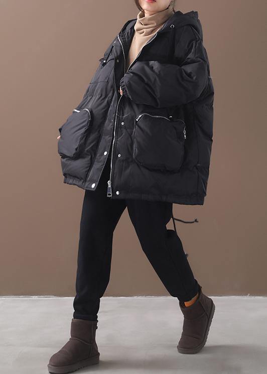 Warm Loose-fitting snow jackets drawstring hem outwear yellow hooded women short coats - - DYAVOR®