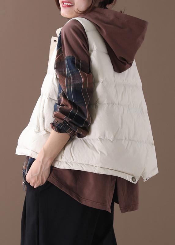 Warm beige Parkas trendy plus size snow jackets winter stand collar sleeveless outwear - - DYAVOR®