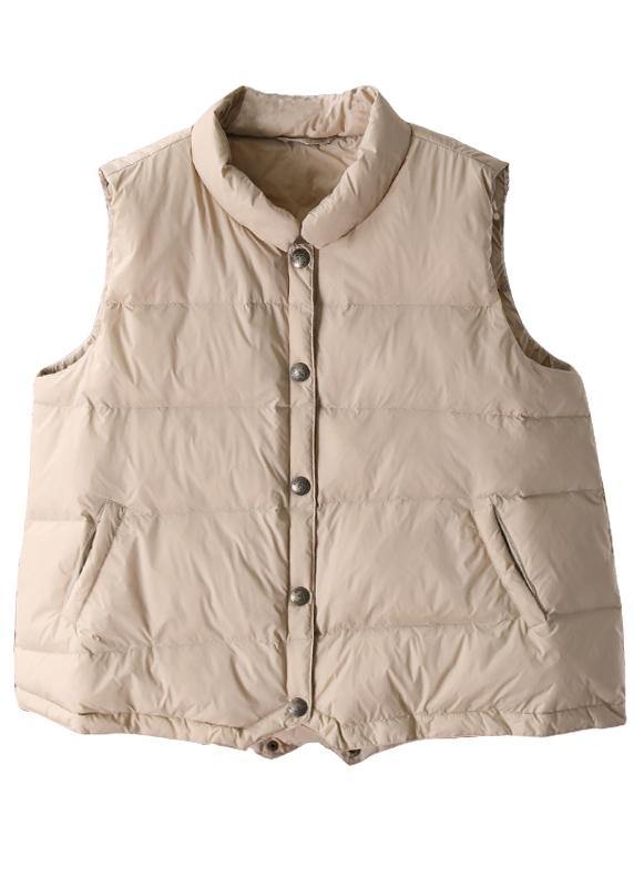 Warm beige Parkas trendy plus size snow jackets winter stand collar sleeveless outwear - - DYAVOR®