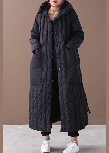 Warm black coat Loose fitting winter jacket hooded Large pockets New winter outwear - - DYAVOR®