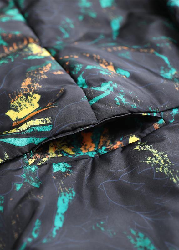 Warm floral winter coat oversize stand collar large hem goose down coats - - DYAVOR®