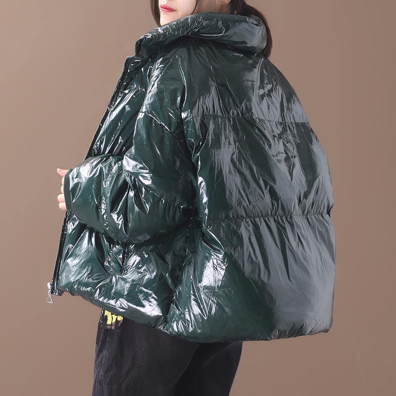 Warm green duck down coat plus size snow jackets hooded stand collar overcoat - - DYAVOR®