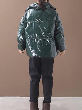 Warm green duck down coat plus size snow jackets hooded stand collar overcoat - - DYAVOR®