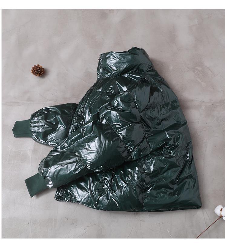 Warm green duck down coat plus size snow jackets hooded stand collar overcoat - - DYAVOR®