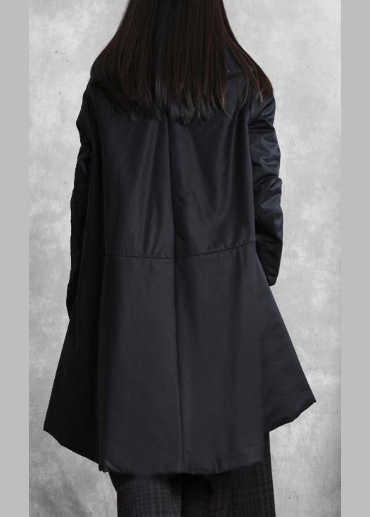 Warm oversize down jacket overcoat black v neck pockets coats - - DYAVOR®