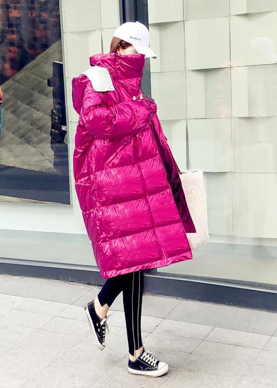 Warm oversize winter jacket coats rose hooded zippered down jacket woman - - DYAVOR®