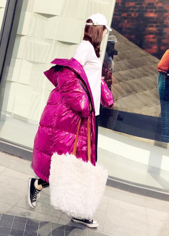 Warm oversize winter jacket coats rose hooded zippered down jacket woman - - DYAVOR®