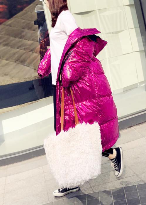 Warm oversize winter jacket coats rose hooded zippered down jacket woman - - DYAVOR®