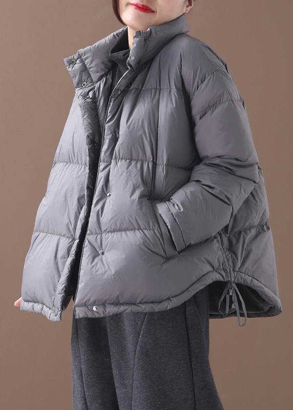 Warm plus size snow jackets winter outwear black stand collar drawstring duck down coat - - DYAVOR®