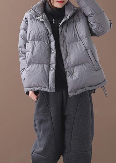 Warm plus size snow jackets winter outwear black stand collar drawstring duck down coat - - DYAVOR®