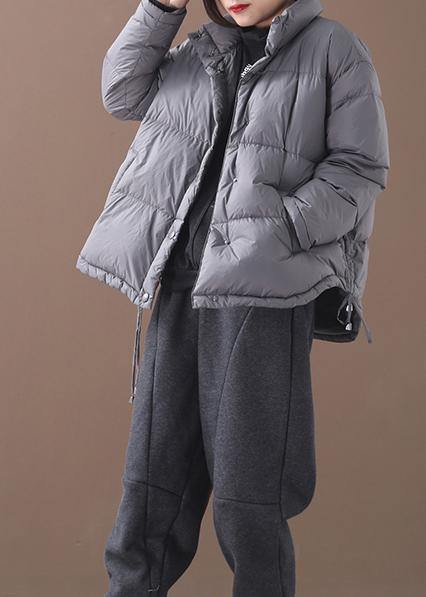Warm plus size snow jackets winter outwear black stand collar drawstring duck down coat - - DYAVOR®