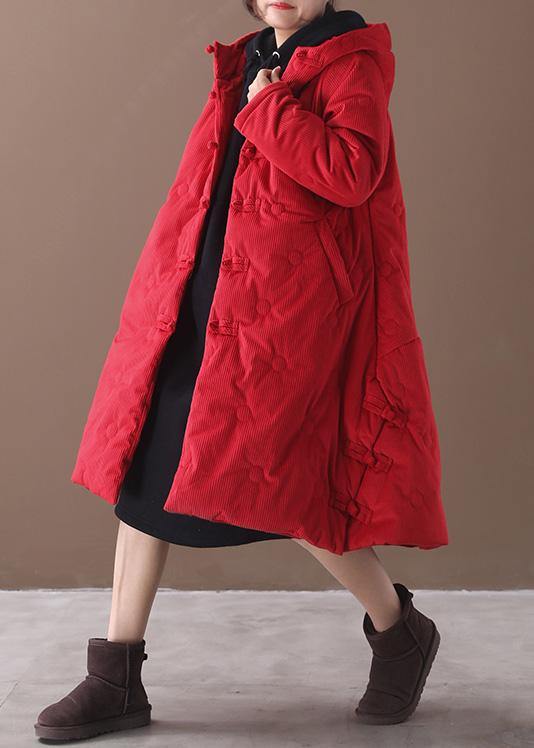 Warm red winter outwear plus size clothing snow jackets winter hooded coats - - DYAVOR®