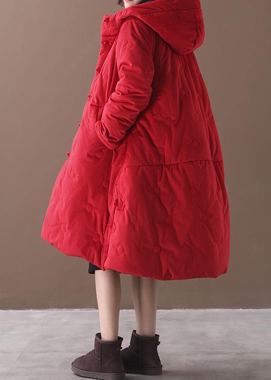 Warm red winter outwear plus size clothing snow jackets winter hooded coats - - DYAVOR®