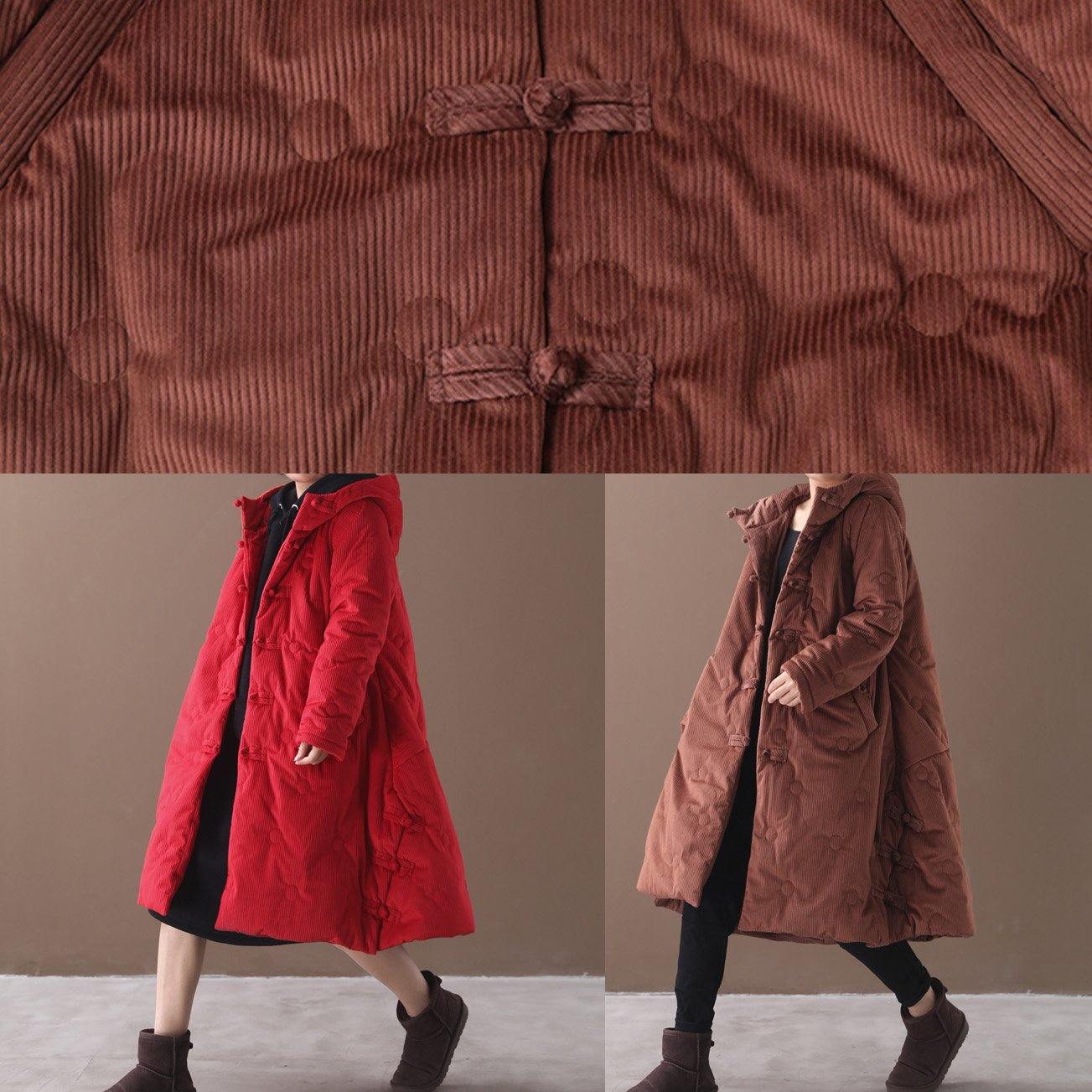 Warm red winter outwear plus size clothing snow jackets winter hooded coats - - DYAVOR®