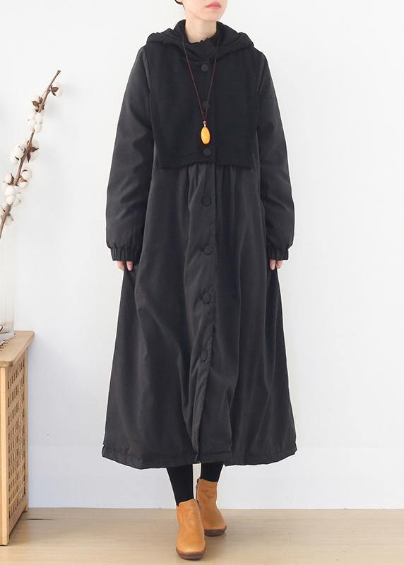 Warm trendy plus size Puffers Jackets black hooded patchwork Parkas for women coats - - DYAVOR®