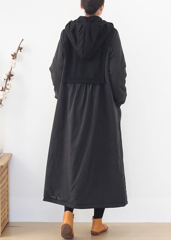 Warm trendy plus size Puffers Jackets black hooded patchwork Parkas for women coats - - DYAVOR®