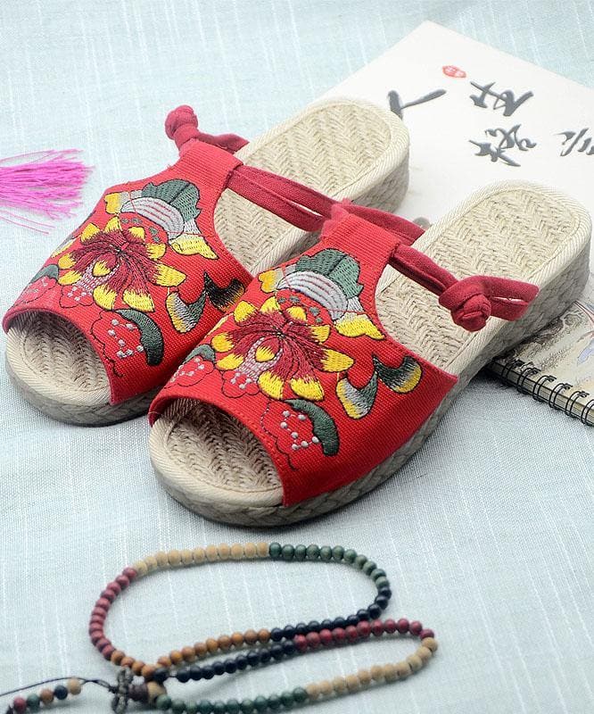 White Embroideried Cotton Flip Flops - Slide Sandals - DYAVOR®
