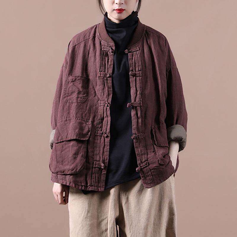Orange Linen Jacket Women Short Coat - Tops - DYAVOR®