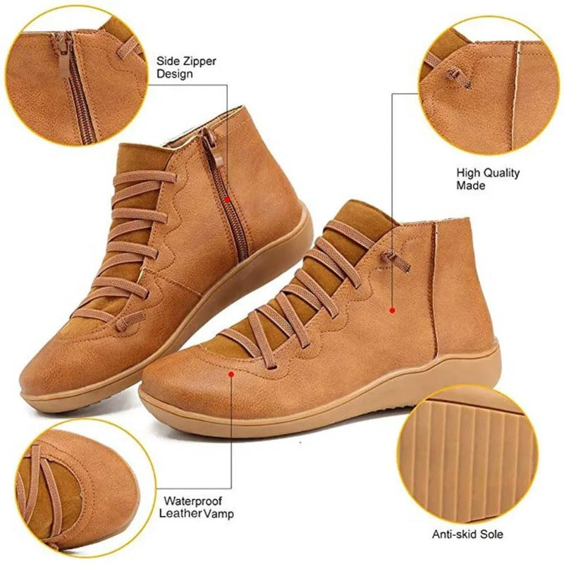 Groovywish Women Leather Waterproof Orthopedic Vintage Boots - - DYAVOR®