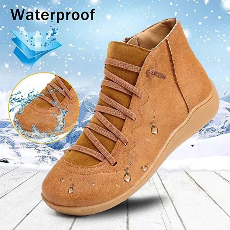 Groovywish Women Leather Waterproof Orthopedic Vintage Boots - - DYAVOR®