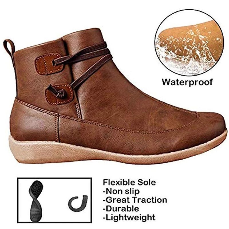 Groovywish Women Snow Ankle Boots Waterproof Leather Orthopedic Shoes - - DYAVOR®